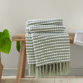 Catherine Lansfield Stab Stitch Embellished Blanket Throw in Sage Green