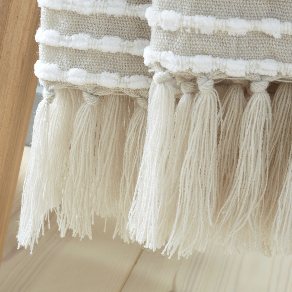 Catherine Lansfield Stab Stitch Embellished Blanket Throw in Natural