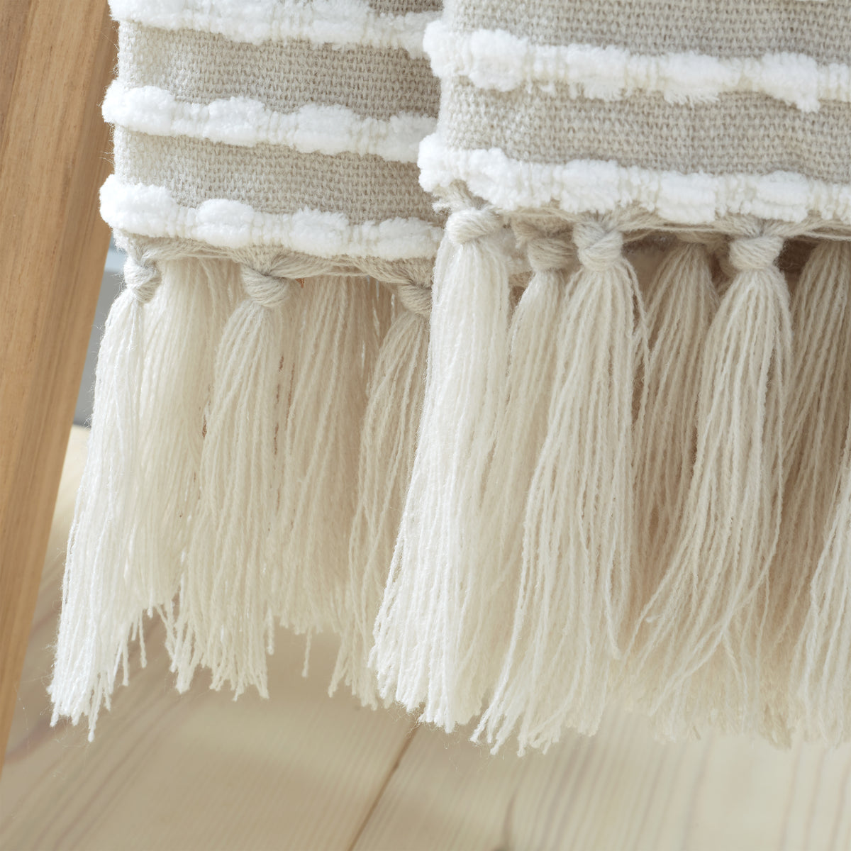 Catherine Lansfield Stab Stitch Embellished Blanket Throw in Natural