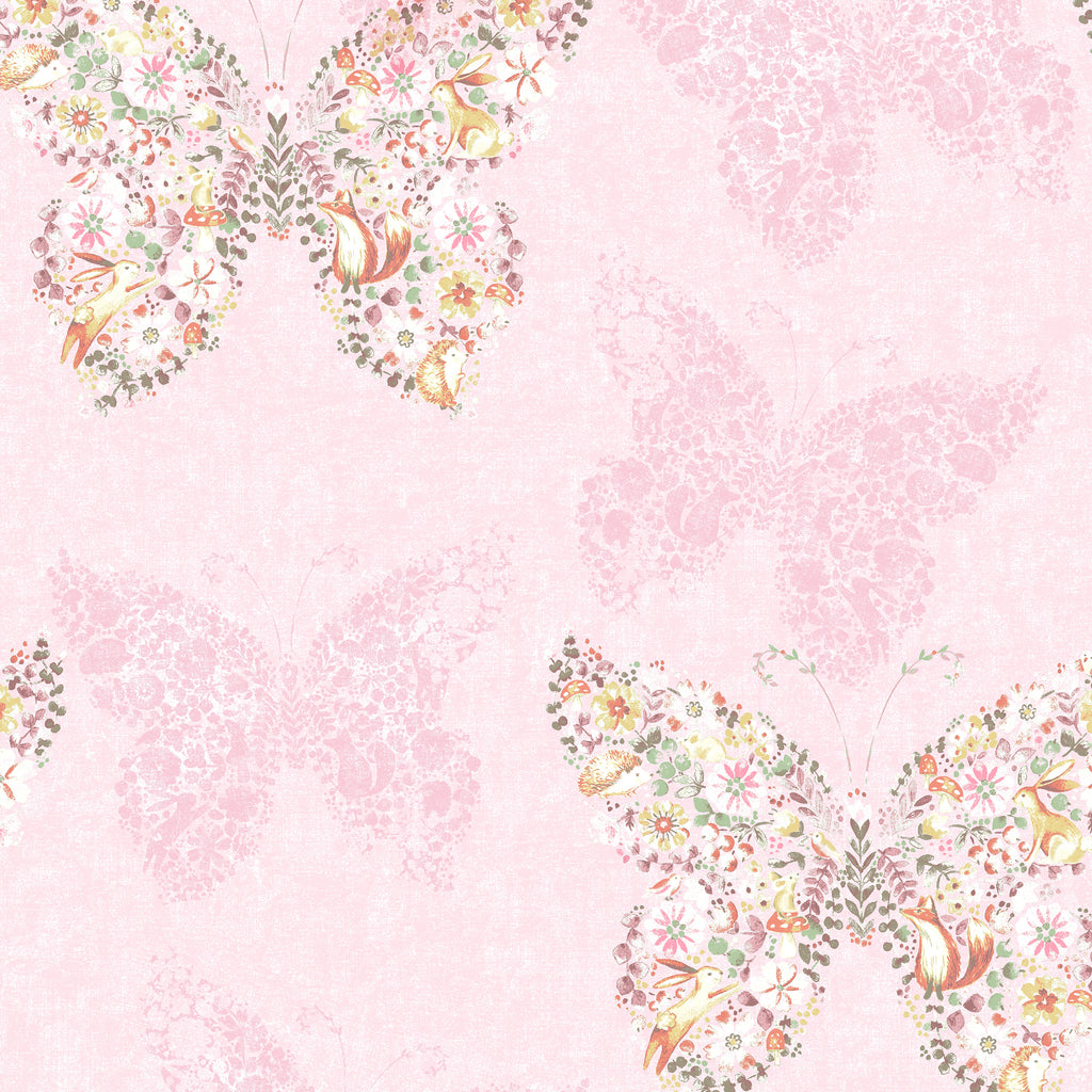 Catherine Lansfield Enchanted Butterfly Wallpaper in Pink