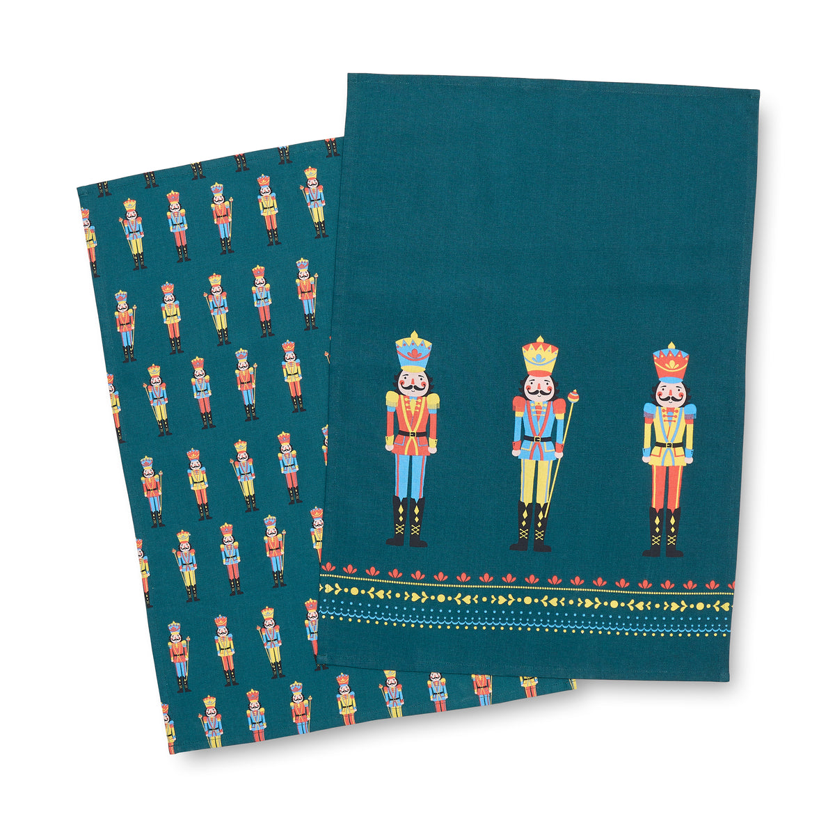 Catherine Lansfield Christmas Nutcracker Cotton Tea Towels 4 Pack in Green