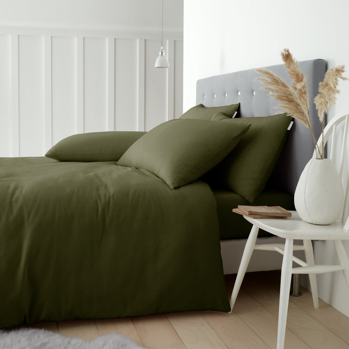 Catherine Lansfield Brushed Cotton Duvet Cover Set Green
