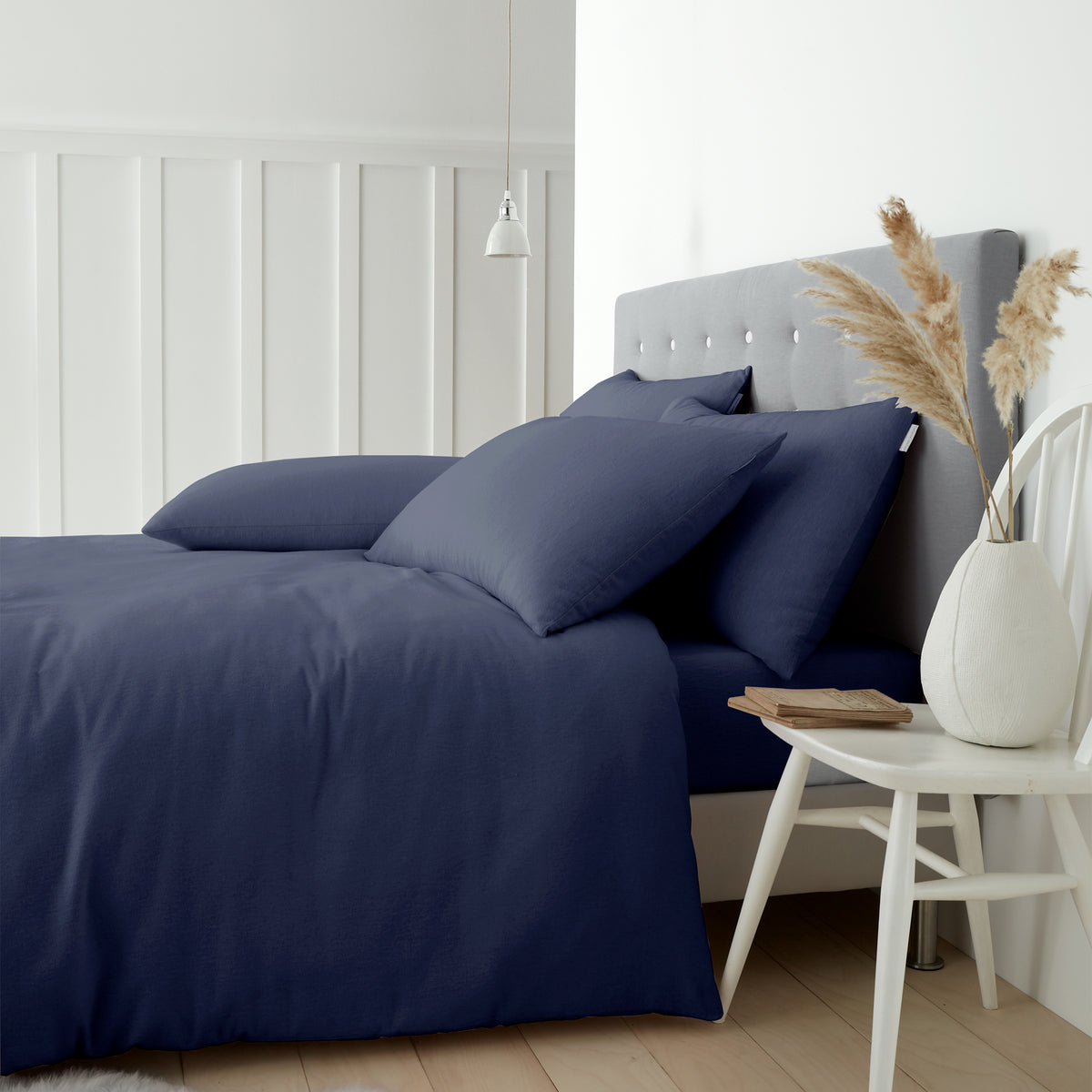 Catherine Lansfield Brushed Cotton Duvet Cover Set Navy Blue