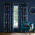 Catherine Lansfield Mya Fully Lined Birds Eyelet Curtains in Navy