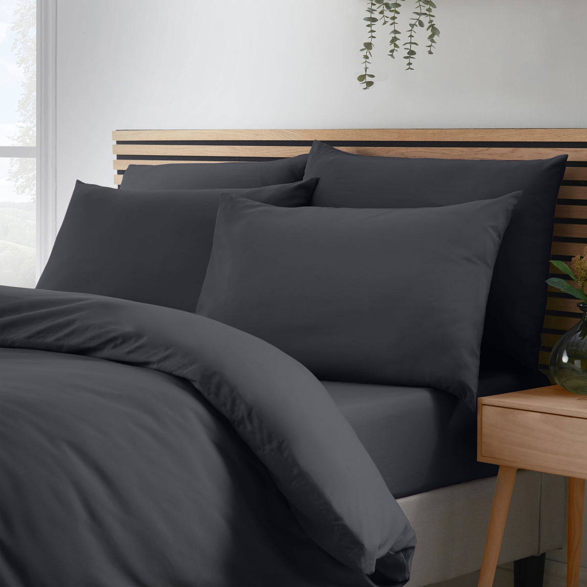 Catherine Lansfield So Soft Non-Iron Duvet Cover Set in Black