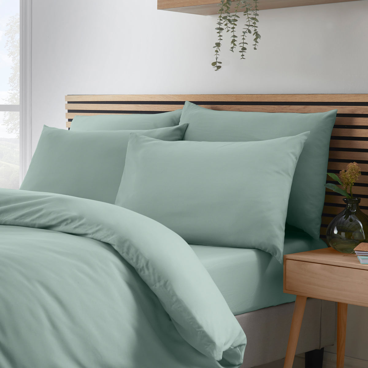 Catherine Lansfield So Soft Non-Iron Duvet Cover Set in Green