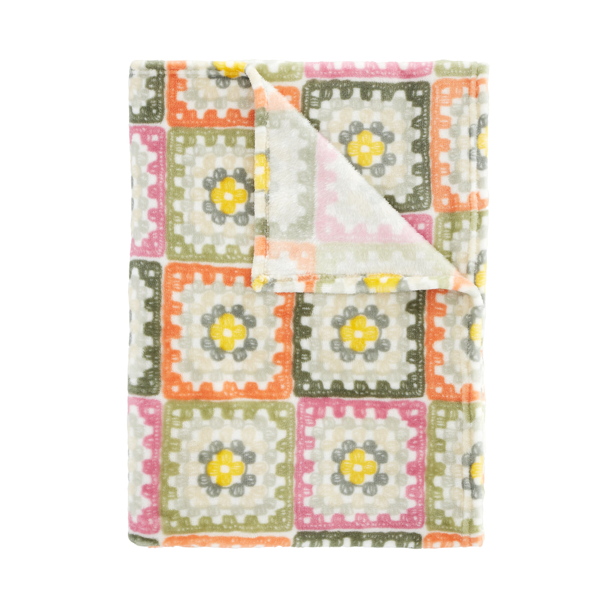 Catherine Lansfield Crochet Print Cosy 130x170cm Blanket Throw Green
