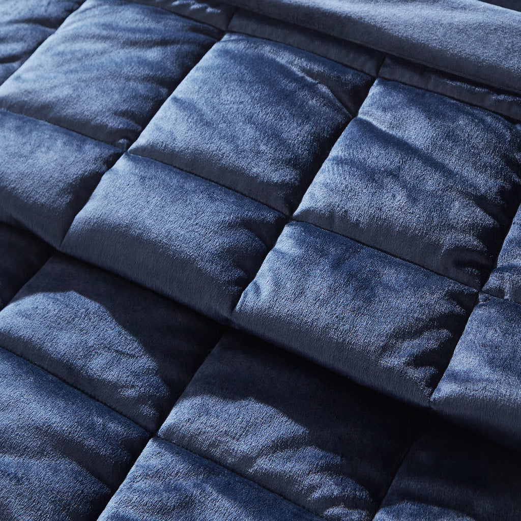 Catherine Lansfield Kingsley Matt Velvet Quilted 220x220cm Bedspread Navy
