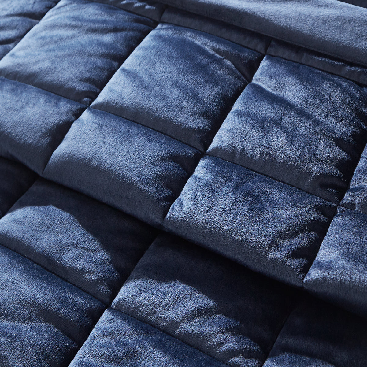 Catherine Lansfield Kingsley Matt Velvet Quilted 220x220cm Bedspread Navy