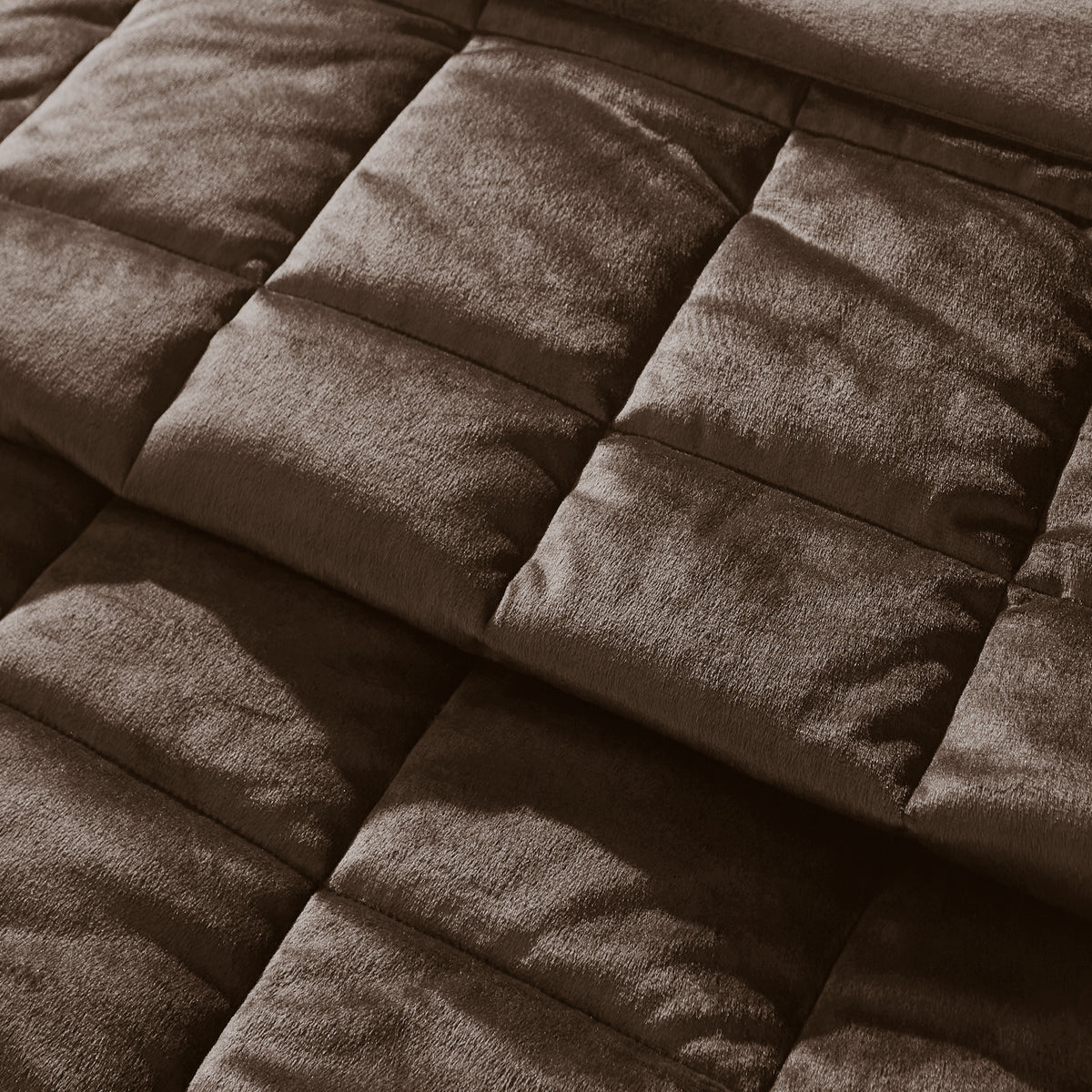 Catherine Lansfield Kingsley Matt Velvet Quilted 220x220cm Bedspread Chocolate