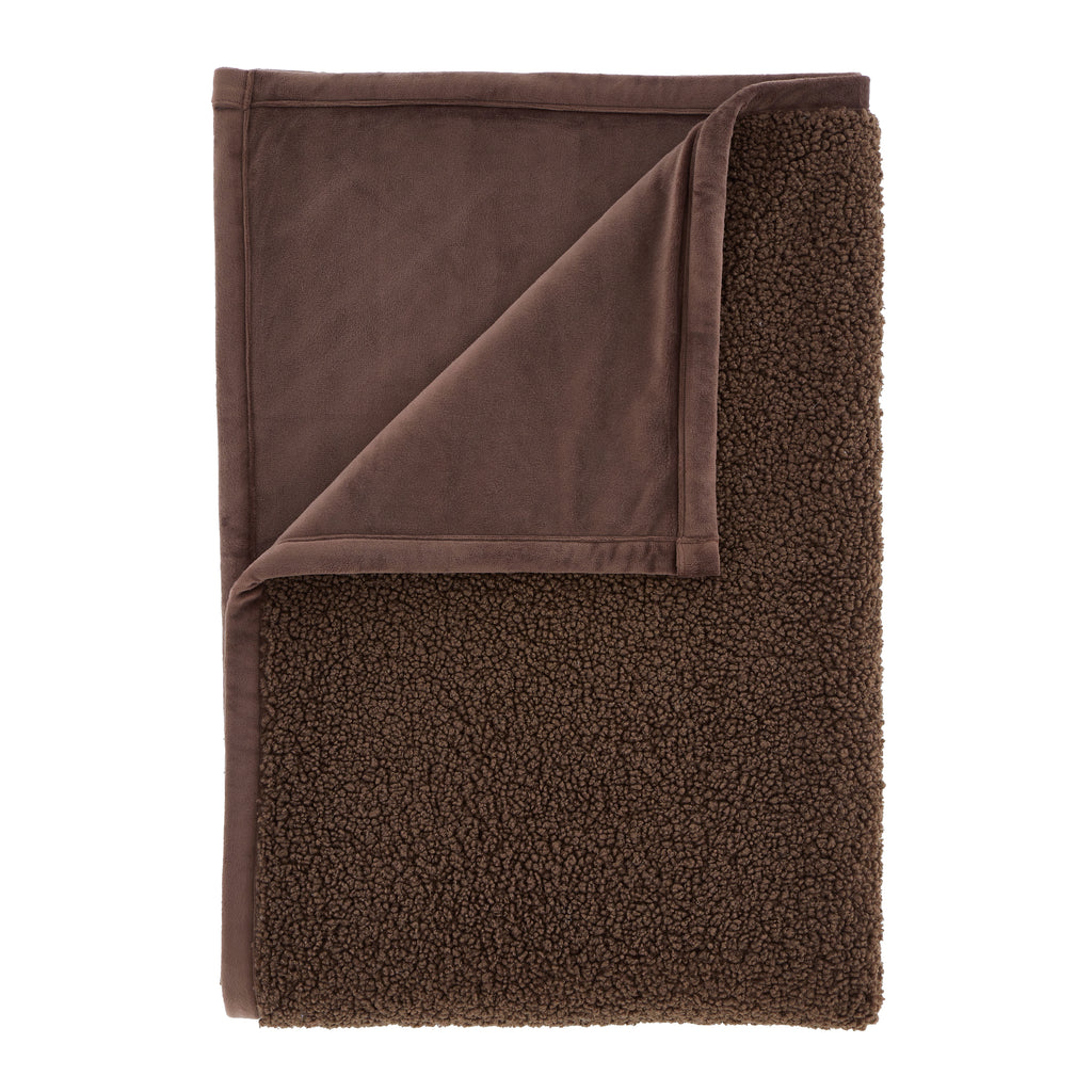 Catherine Lansfield So Soft Velvet Boucle 130x170cm Blanket Throw Chocolate