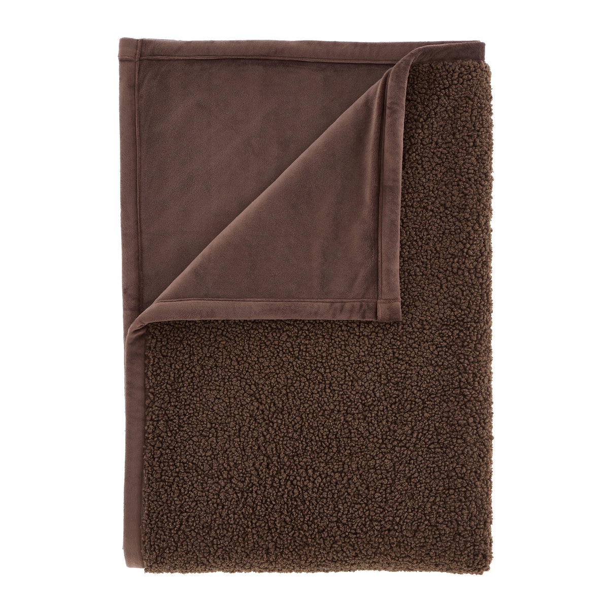 Catherine Lansfield So Soft Velvet Boucle 130x170cm Blanket Throw Chocolate