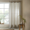 Pineapple Elephant Zanzibar Woven Stripe Voile Curtain Panel in Grey