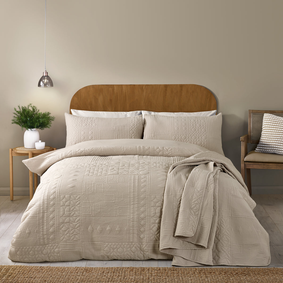 Catherine Lansfield Folkstone Geo Duvet Cover Set Natural