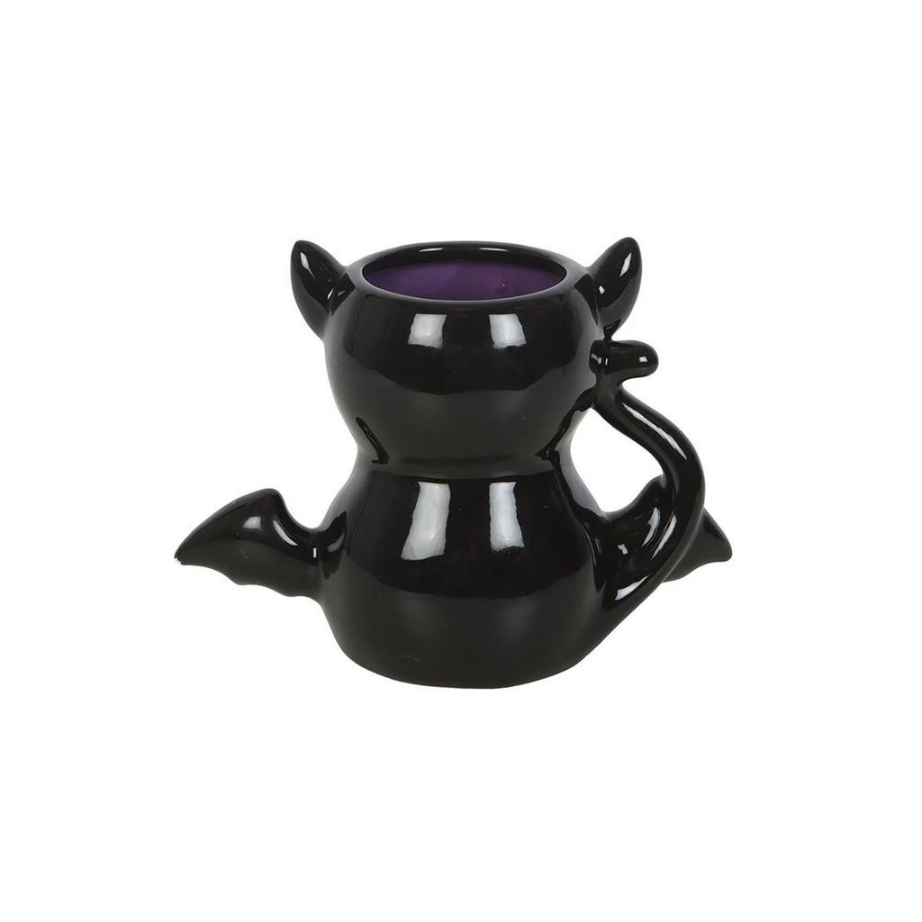 Cute and Creepy Bat Cat Ceramic Mug in Black