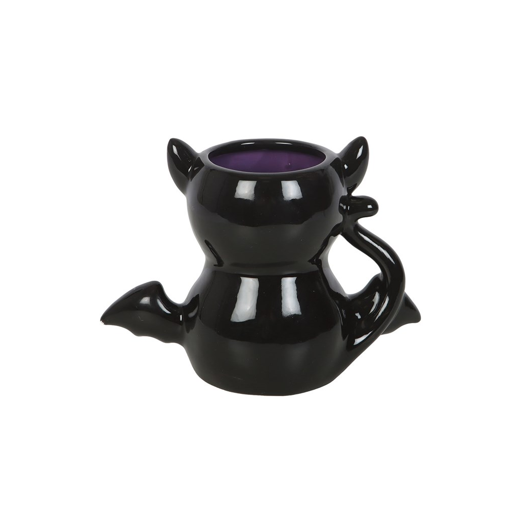 Cute and Creepy Bat Cat Ceramic Mug in Black