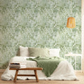 Catherine Lansfield Leaves Wallpaper in Green