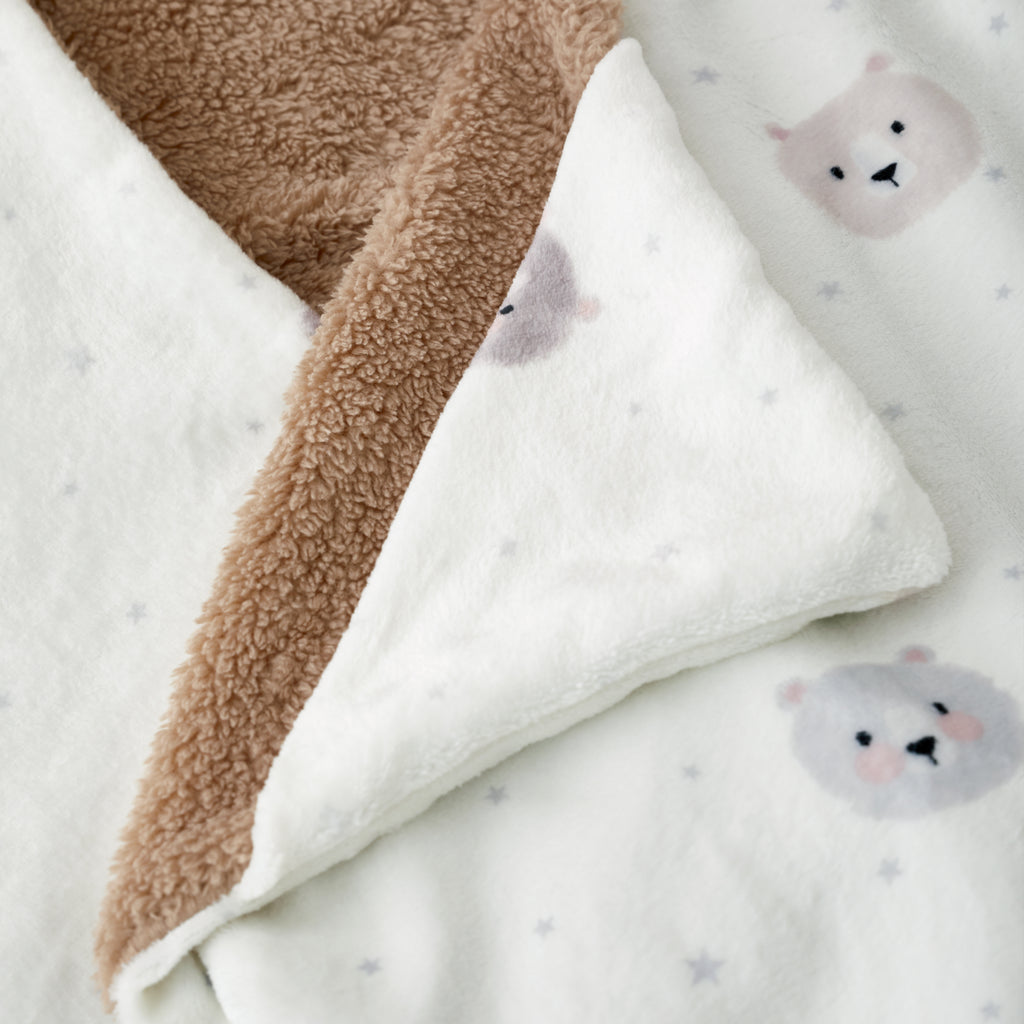 Catherine Lansfield Cosy Bear So Soft Fleece Hooded Blanket in Natural