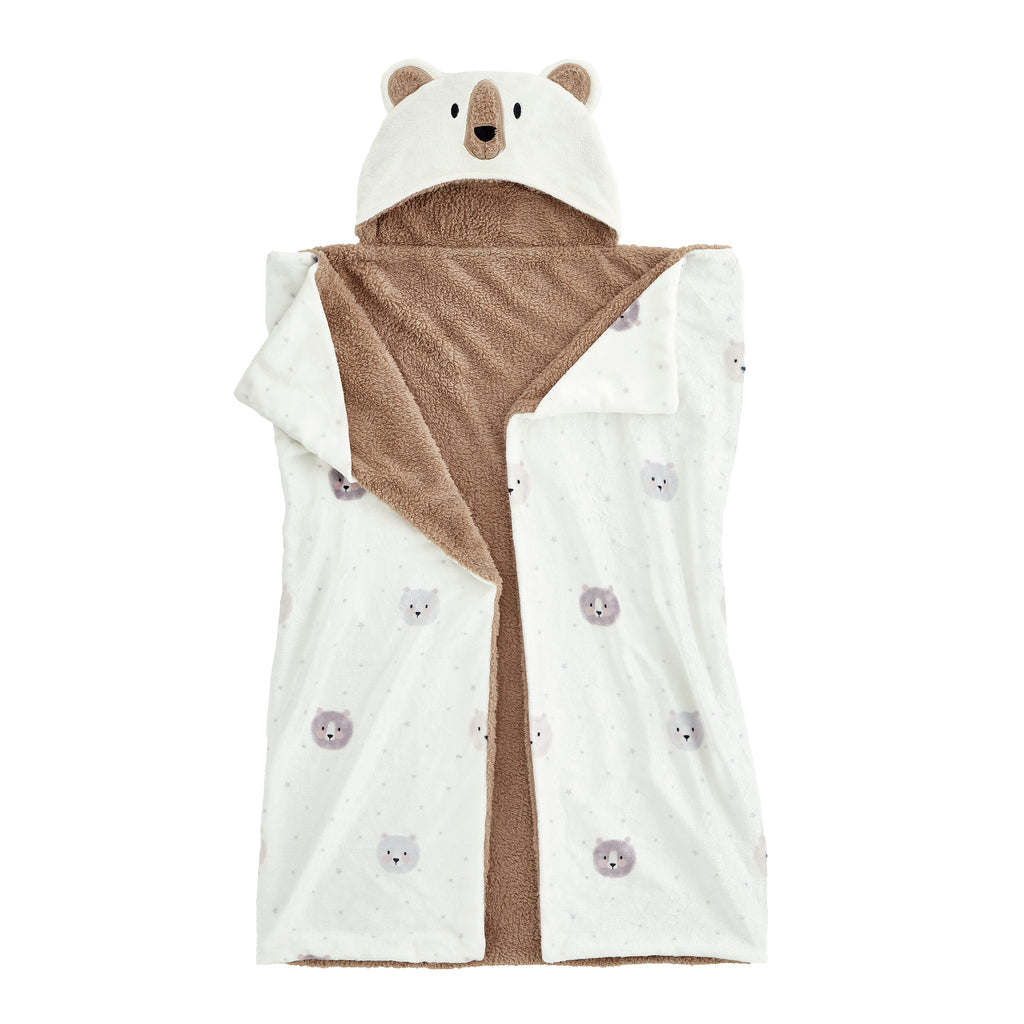 Catherine Lansfield Cosy Bear So Soft Fleece Hooded Blanket in Natural