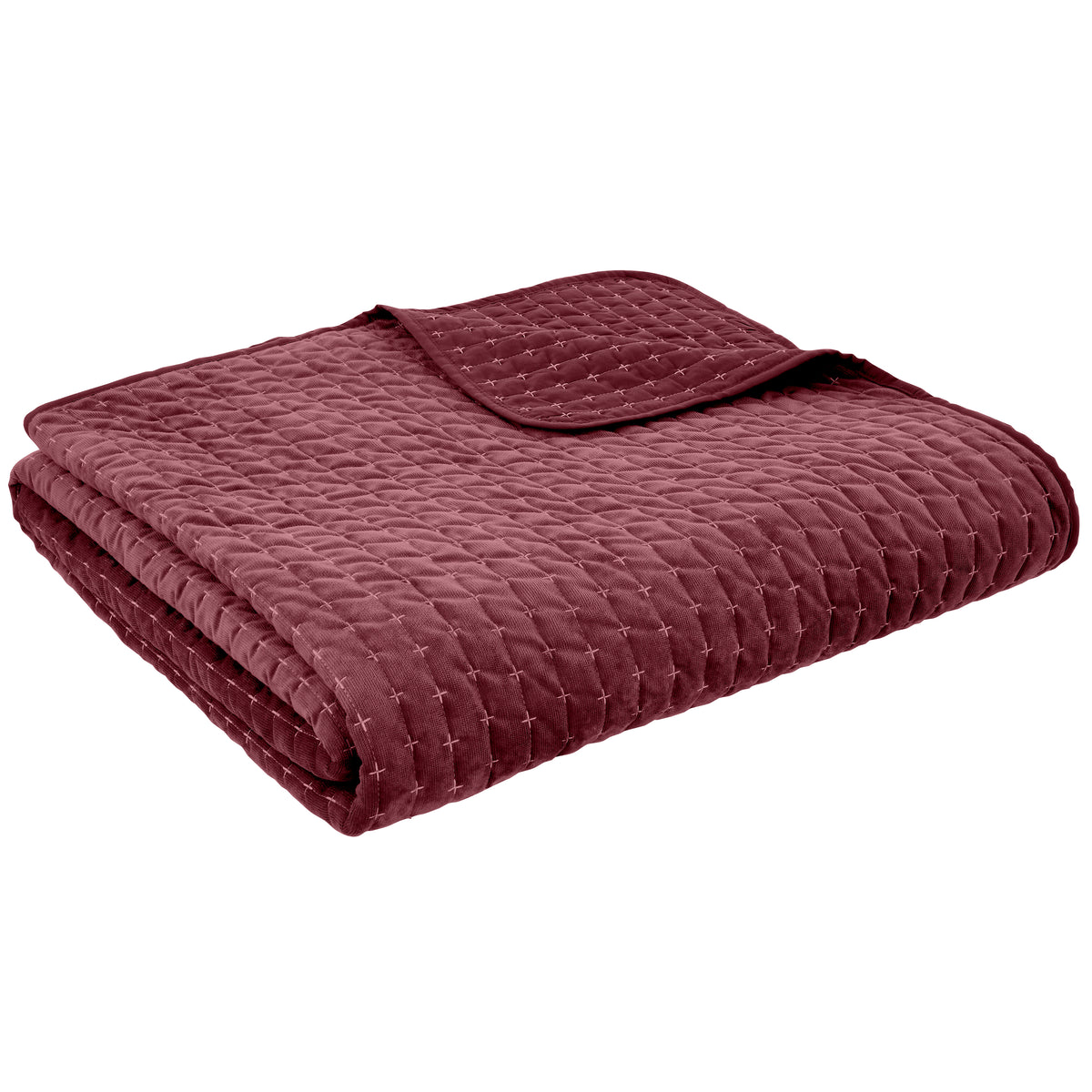 Bianca Attica Velvet Embroidered Bedspread Burgundy 240x260cm