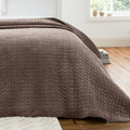 Bianca Attica Velvet Embroidered Bedspread Chocolate 240x260cm