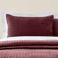 Bianca Fine Linens Attica Velvet Embroidered Pillow Sham Pair Burgundy