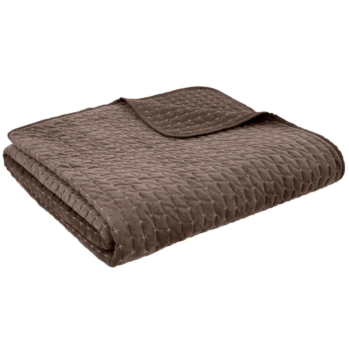 Bianca Attica Velvet Embroidered Bedspread Chocolate 240x260cm