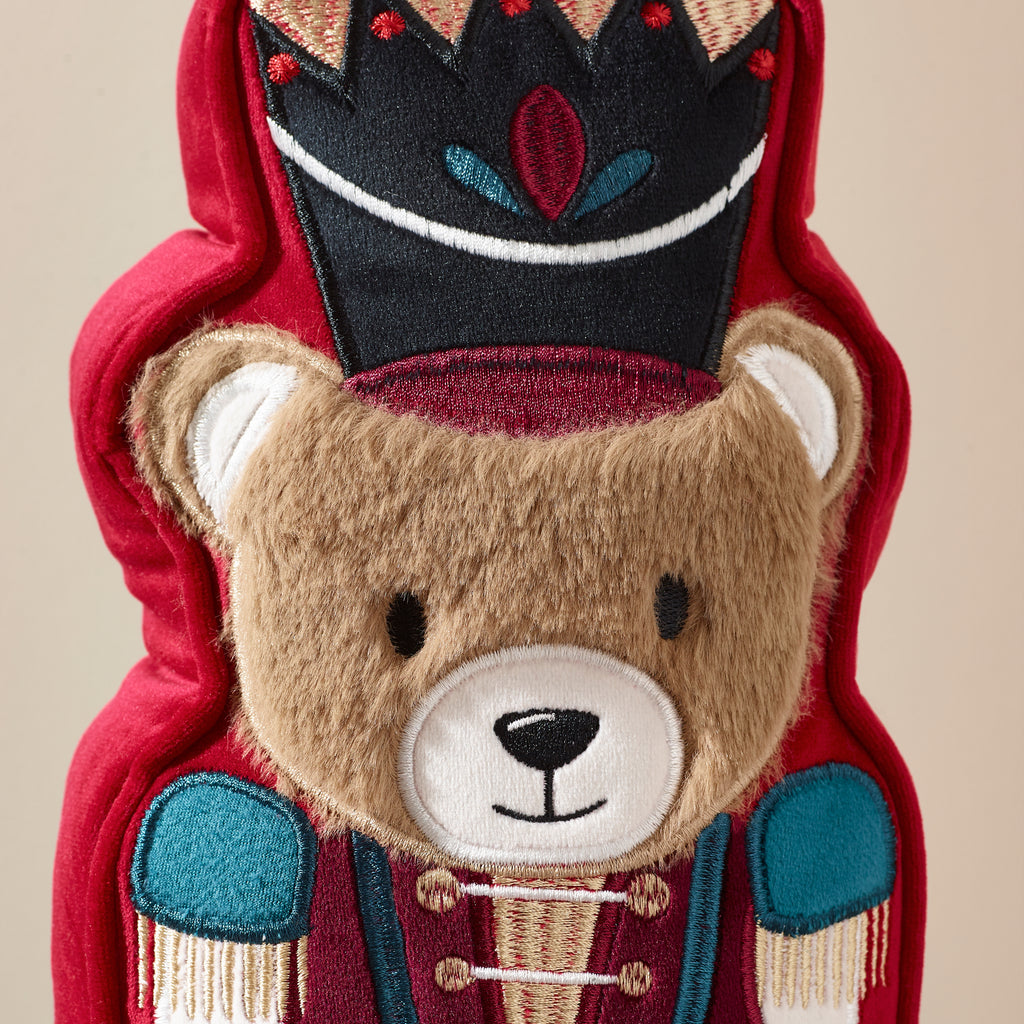 Catherine Lansfield Christmas Nutcracker Bear 3D Shaped Cushion Red