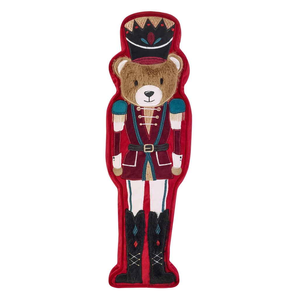 Catherine Lansfield Christmas Nutcracker Bear 3D Shaped Cushion Red
