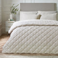 Catherine Lansfield Corded Leaves 240x260cm Quilted Bedspread Champagne Gold