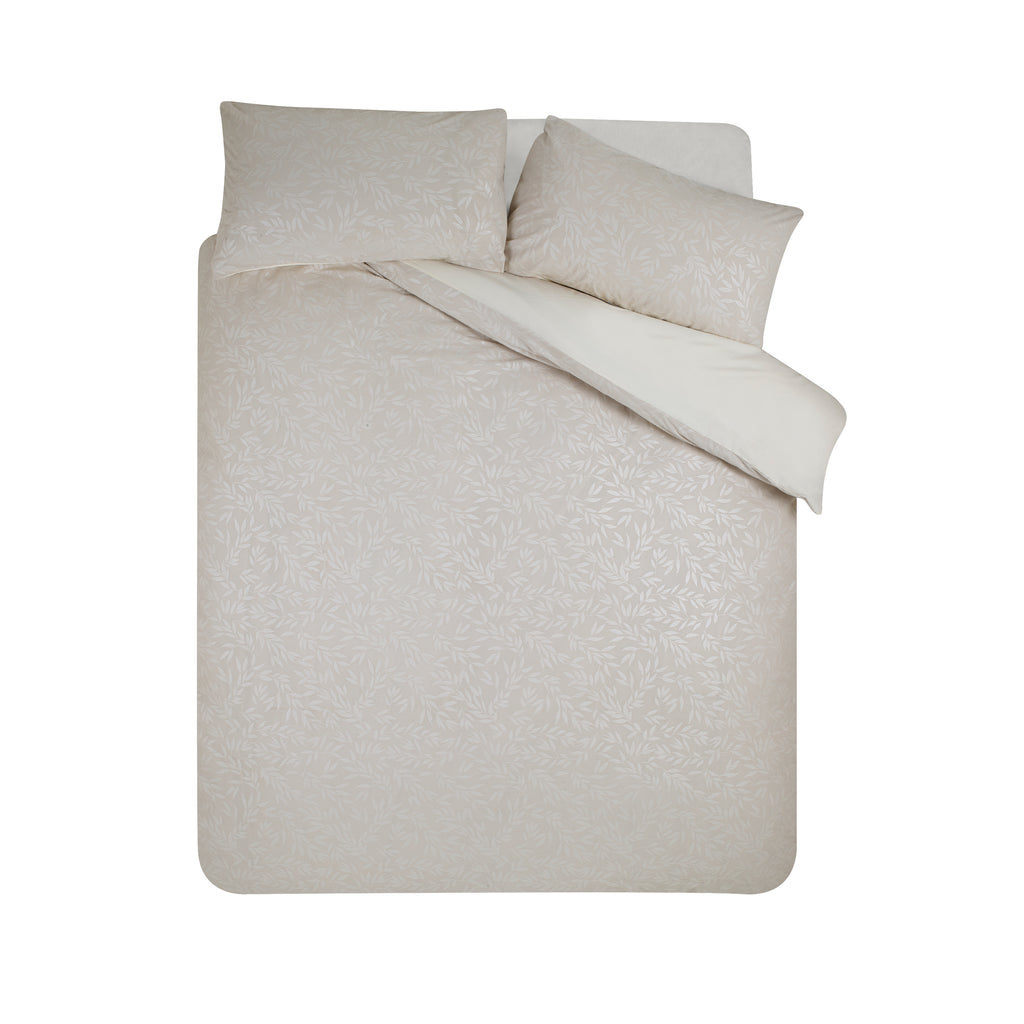 Catherine Lansfield Corded Leaves Duvet Cover Set Champagne Gold
