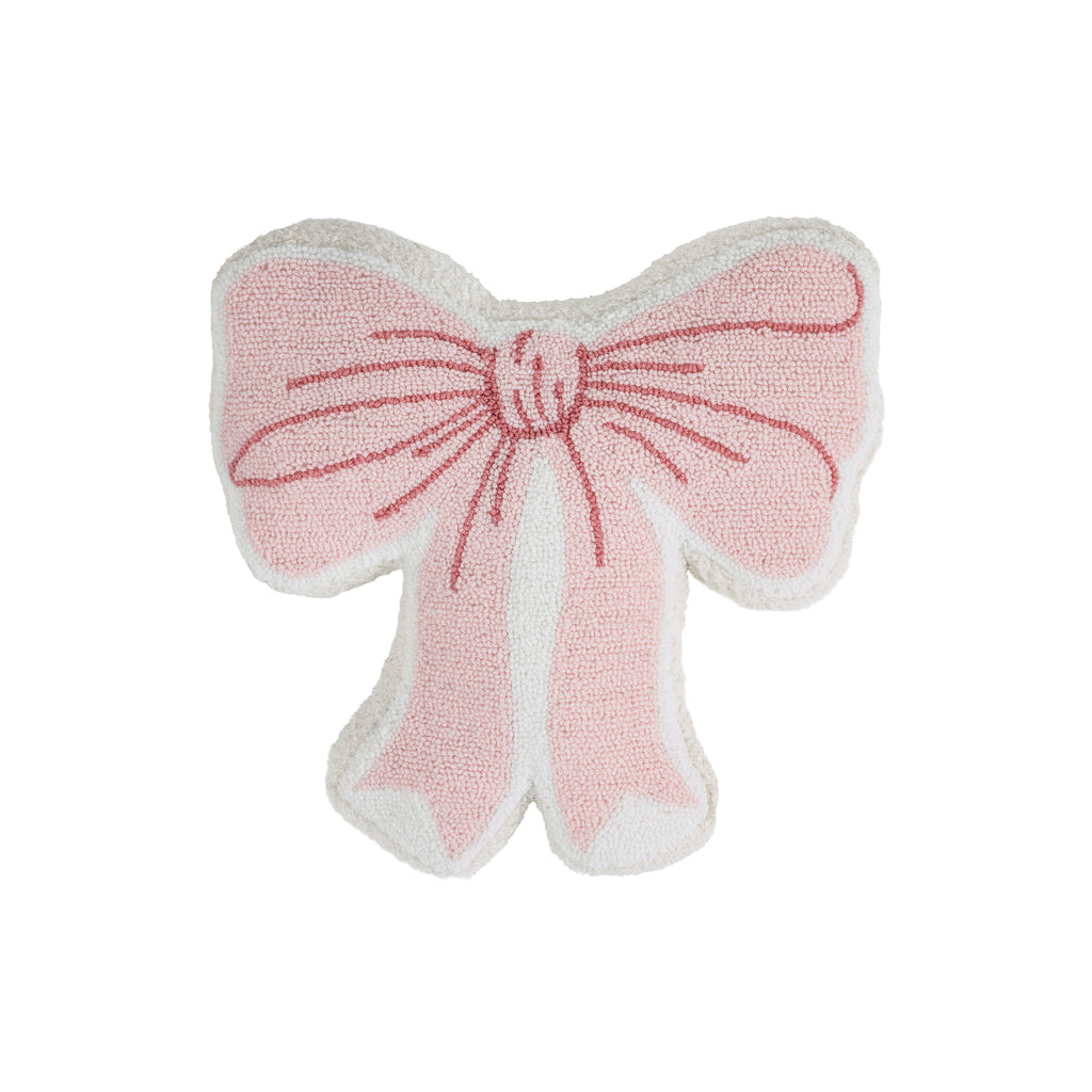 Catherine Lansfield Bow Boucle 3D Shaped Cushion Pink