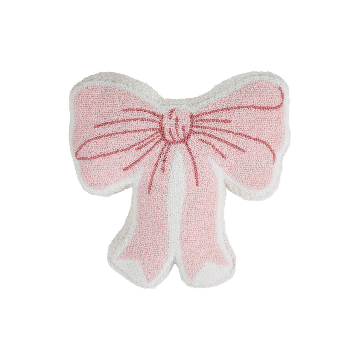 Catherine Lansfield Bow Boucle 3D Shaped Cushion Pink