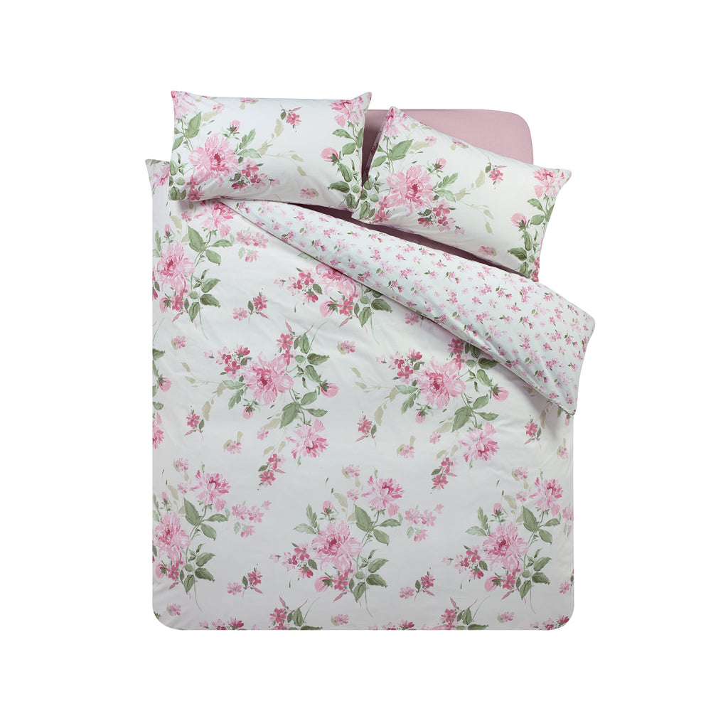 Catherine Lansfield Avebury Floral Reversible Duvet Cover Set Cream