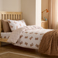Catherine Lansfield Brushed Teddy Bear Cotton Reversible Duvet Cover Set in Cream