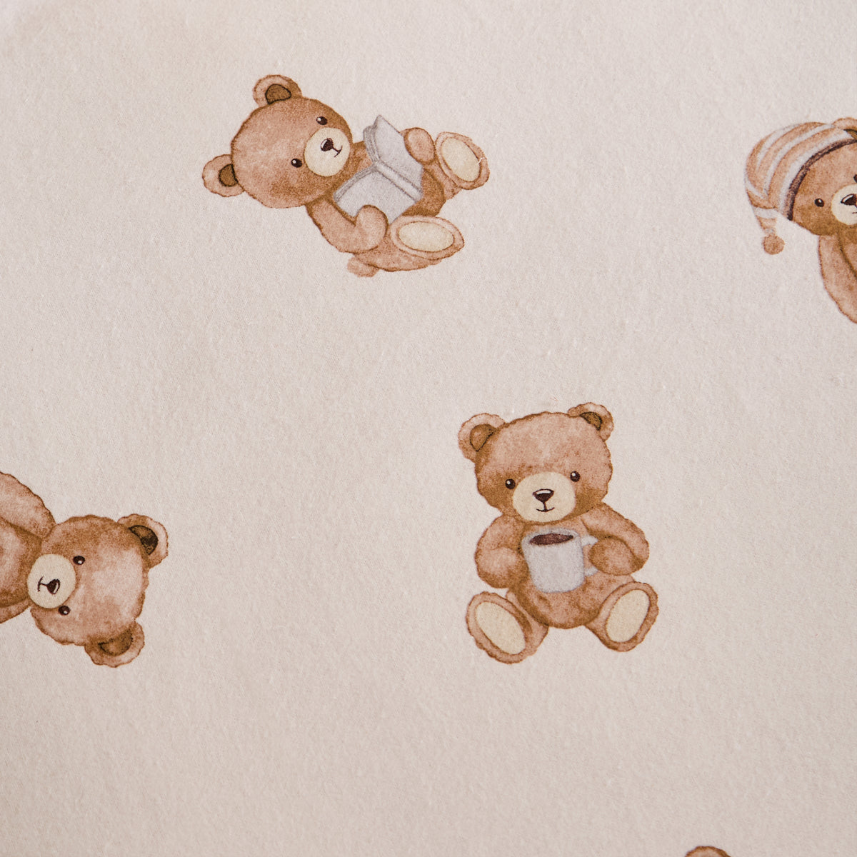 Catherine Lansfield Brushed Teddy Bear Cotton Fitted Sheet in Cream