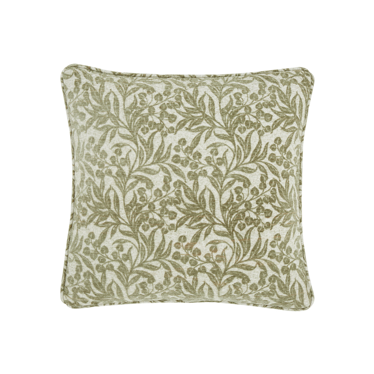 Bianca Fine Linens Chenille Leaves 50x50cm Cushion in Green