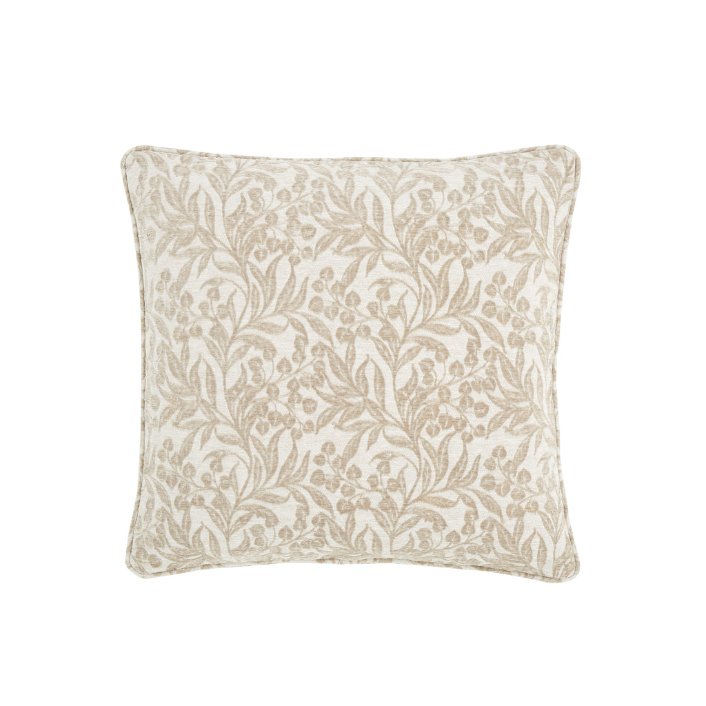 Bianca Fine Linens Chenille Leaves 50x50cm Cushion in Natural