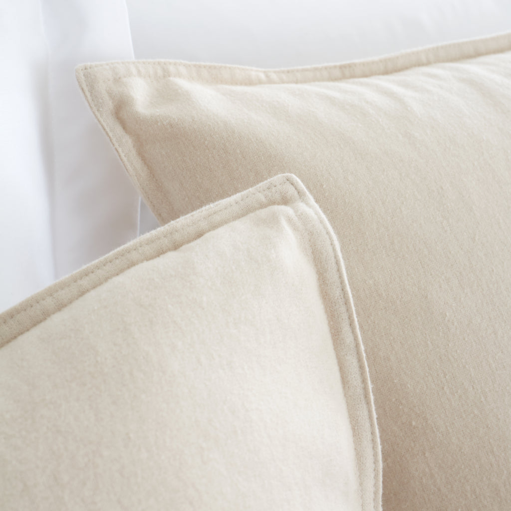 Bianca Brushed Embroidery Leaf Cotton Duvet Cover Set Natural