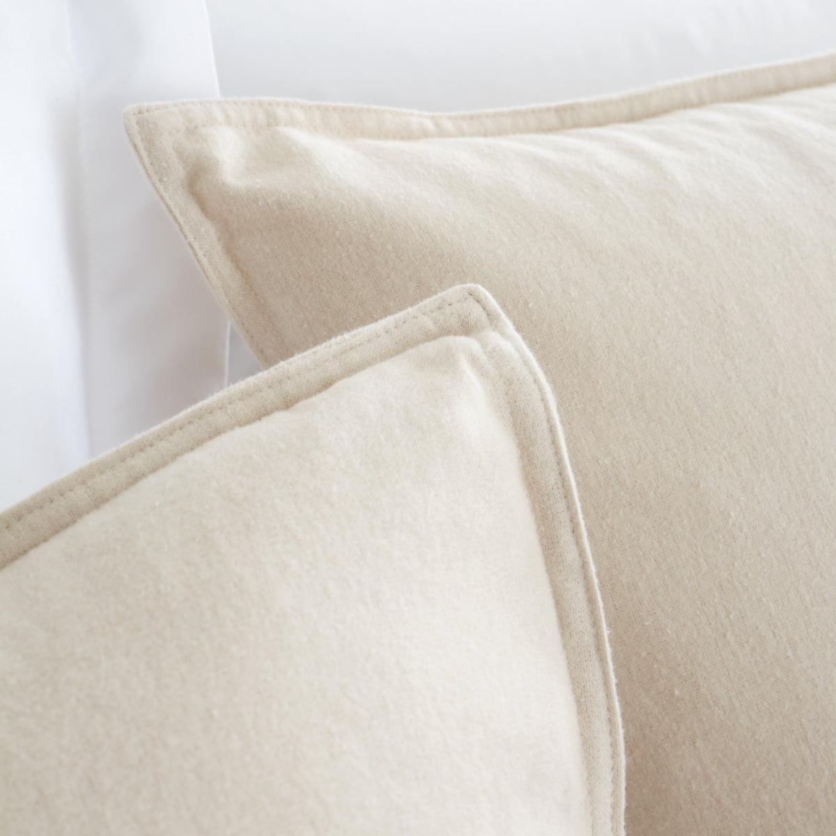 Bianca Brushed Embroidery Leaf Cotton Duvet Cover Set Natural