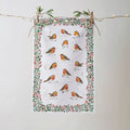 Ulster Weavers Robins & Berry Border Recycled Blend Cotton Tea Towel in White