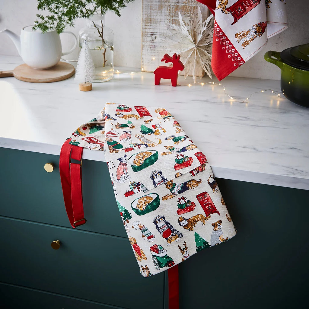 Ulster Weavers Merry Mutts Christmas Cotton Apron in Red