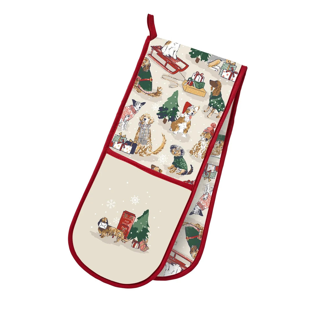 Ulster Weavers Merry Mutts Christmas Double Oven Glove in Red