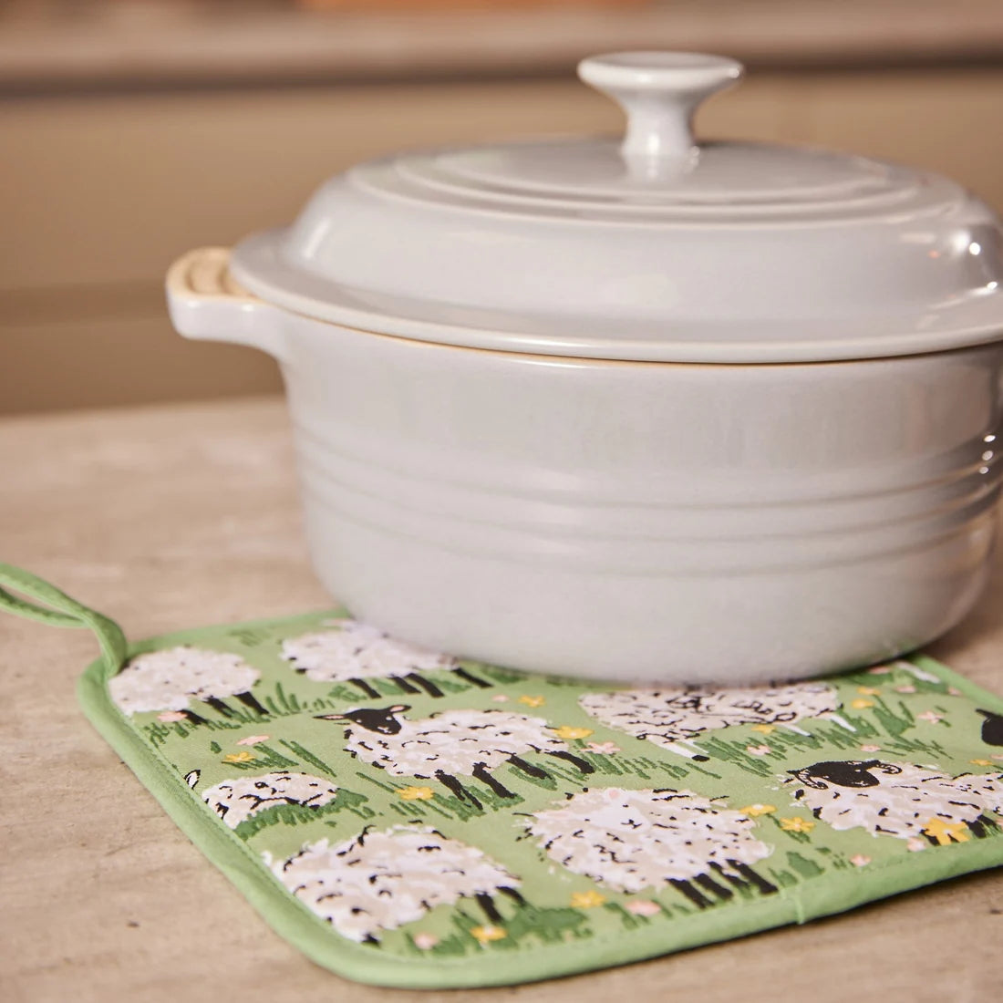 Ulster Weavers Woolly Sheep Pot Mat in Green