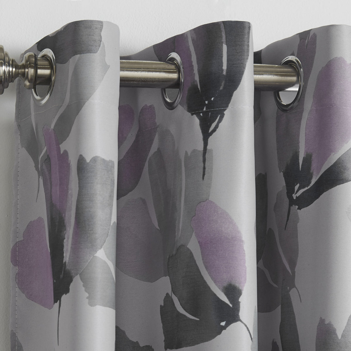Amsterdam Floral Blackout Eyelet Curtains in Purple