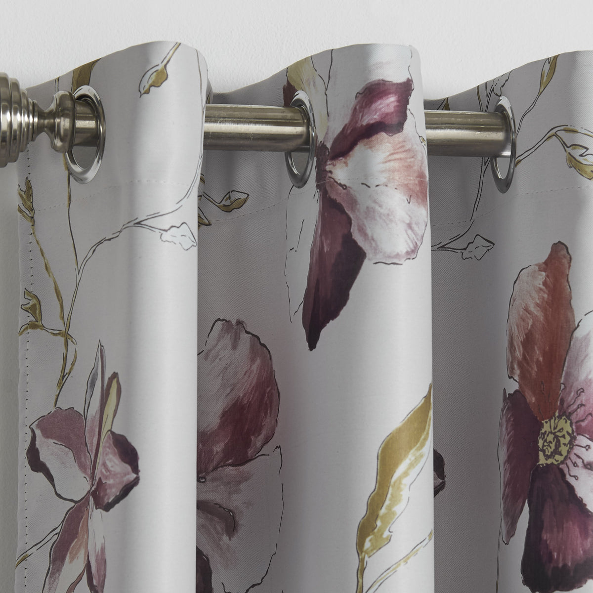 Ascot Floral Blackout Eyelet Curtains in Red