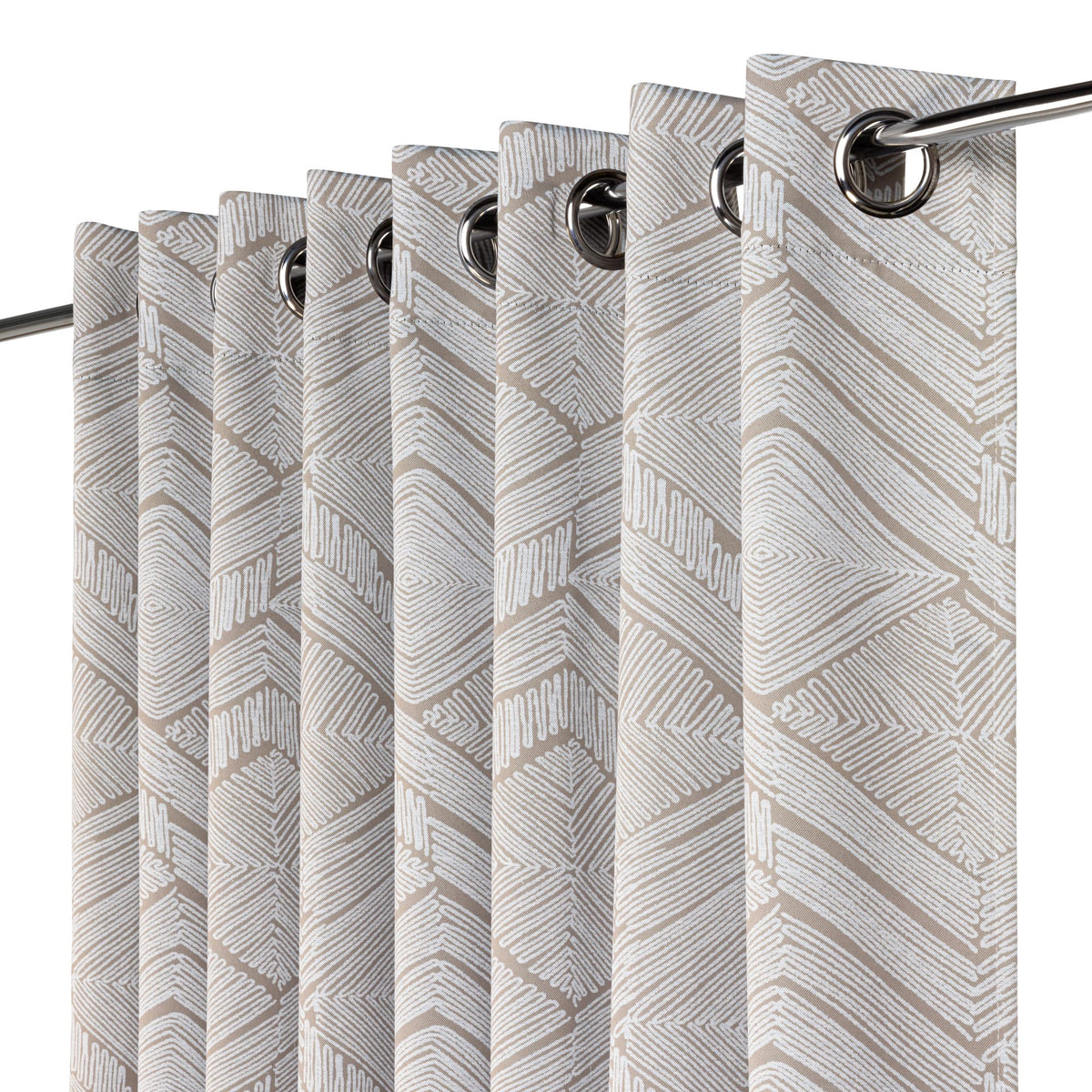 Aztec Geometric Blackout Eyelet Curtains in Cream
