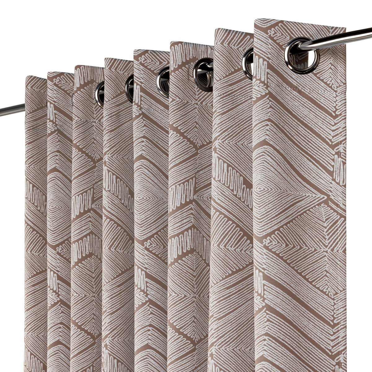 Aztec Geometric Blackout Eyelet Curtains in Rust