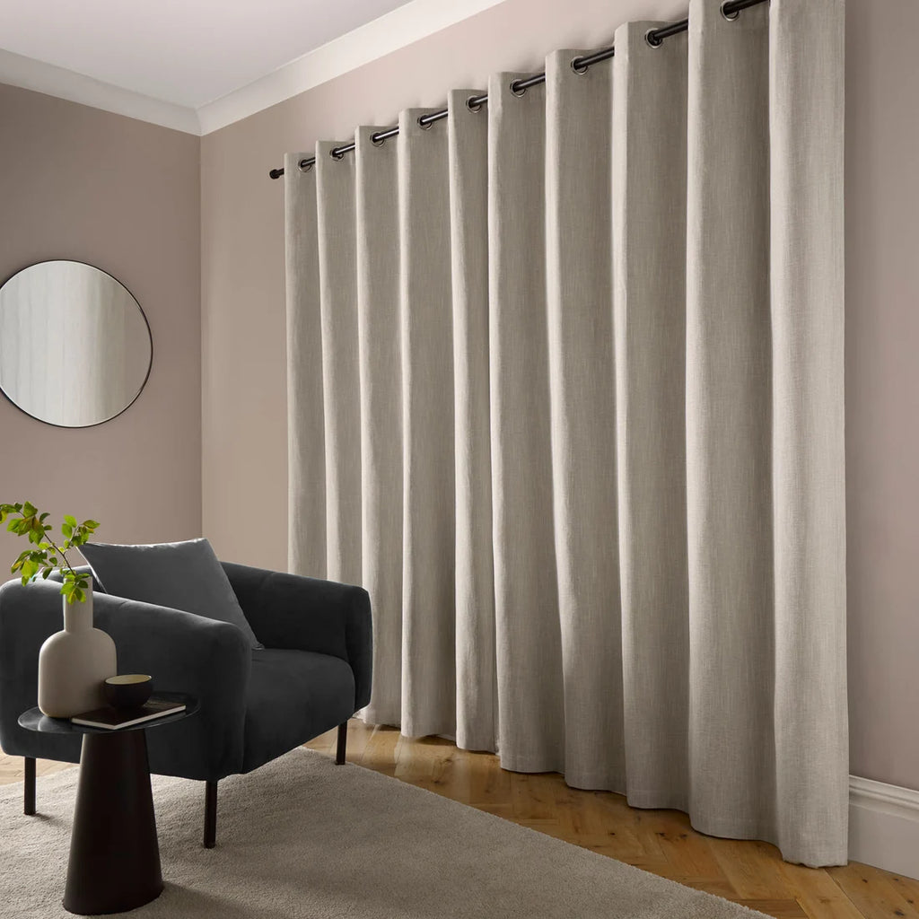 Curtina Boucle Chenille Blackout Eyelet Curtains in Cream