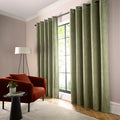 Curtina Boucle Chenille Blackout Eyelet Curtains in Green